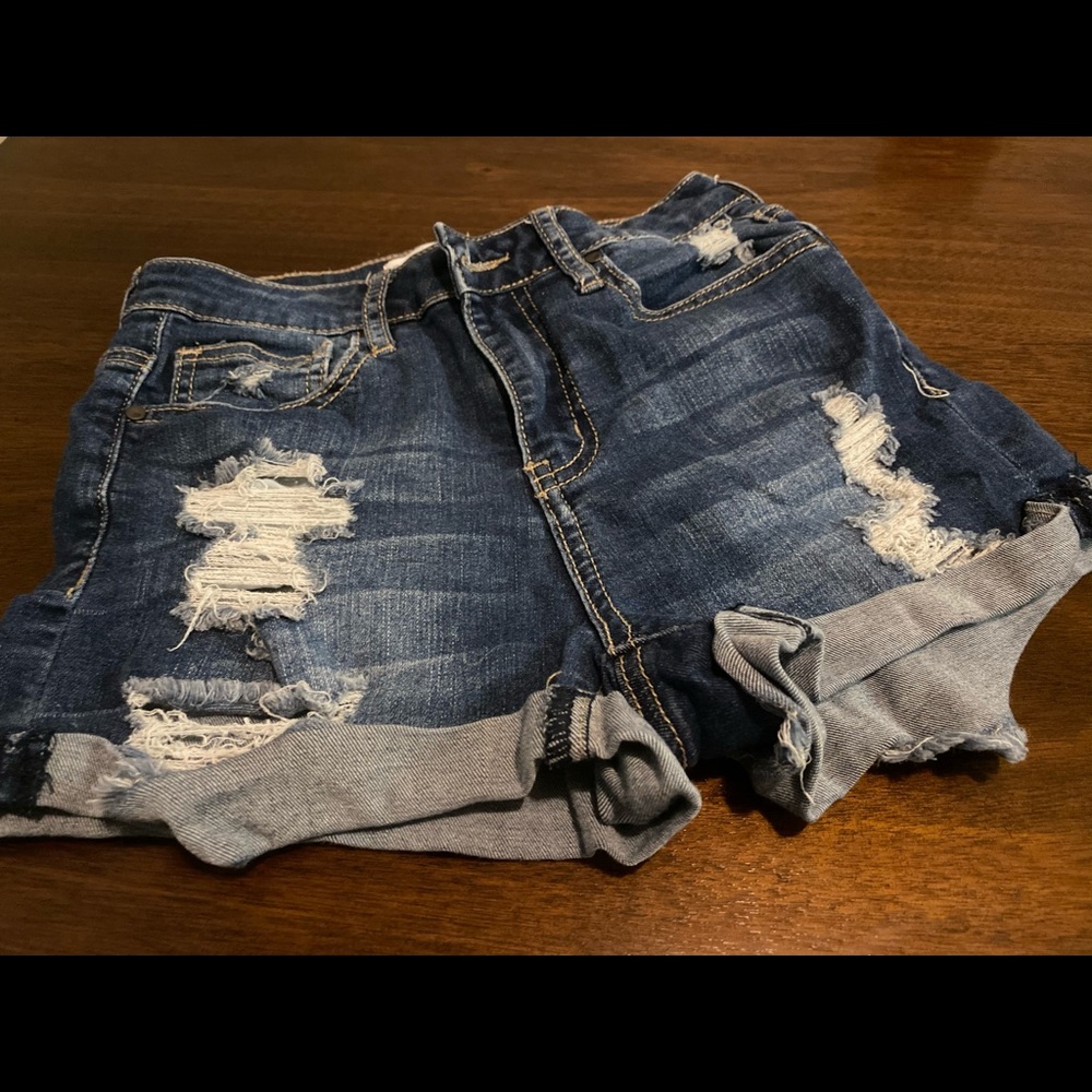 Ripped jean shorts